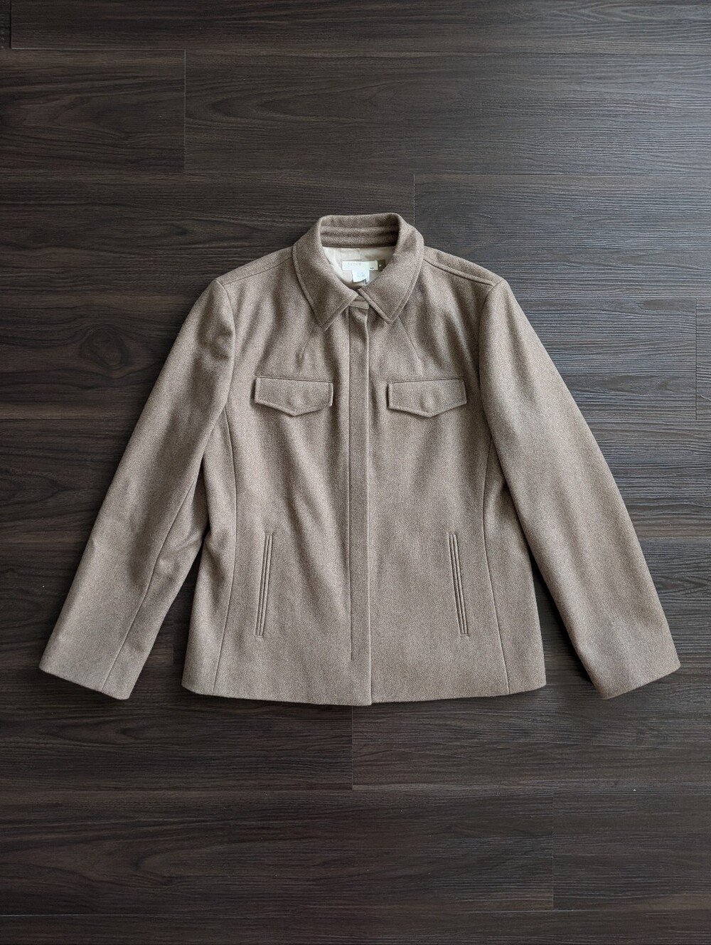 J. Crew Women's Wool Blend Zip Jacket Coat Medium Minimalist